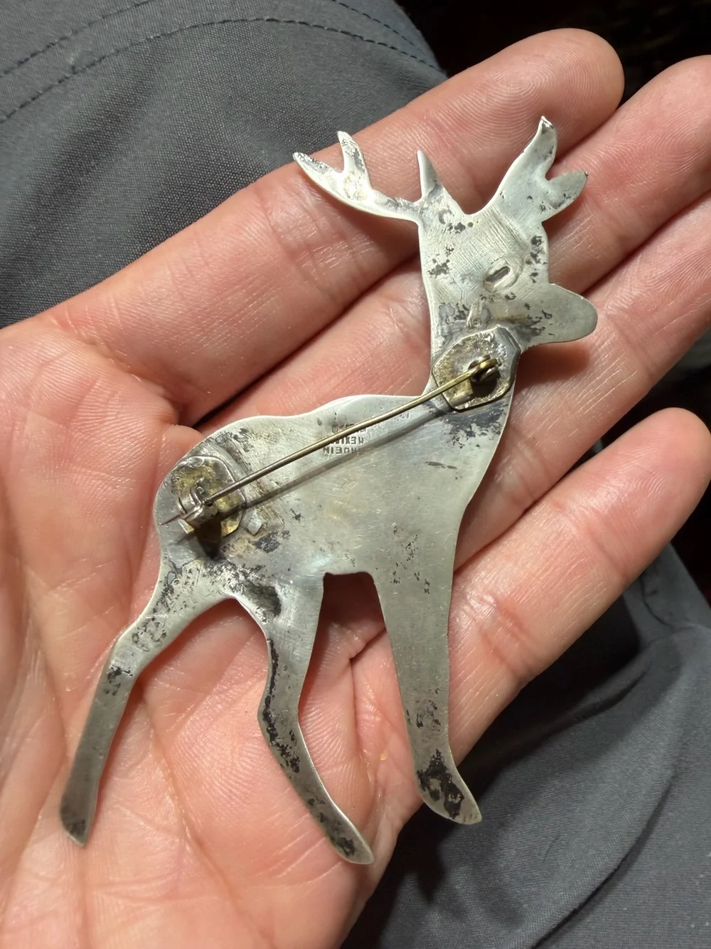 Vintage Mexico Sterling Silver Deer Brooch